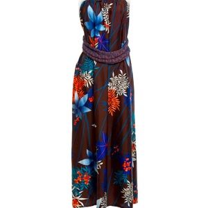 Missoni brown silk maxi dress with knit attachment